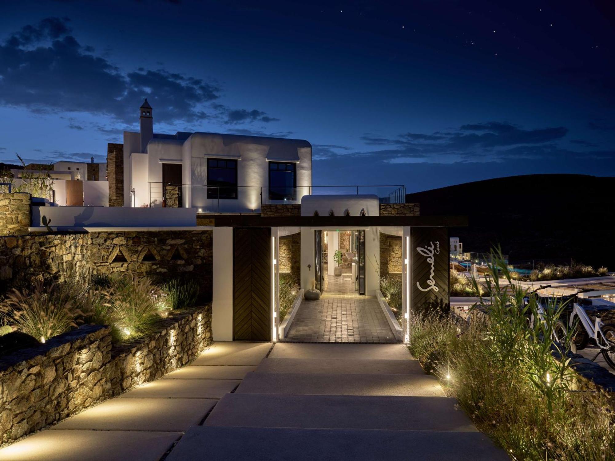 ホテル Semeli Coast Mykonos Curio Collection By Hilton Merchia Beach エクステリア 写真